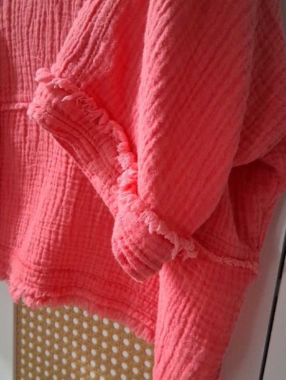 We The Free Coral-Pink Button-Down Gauze Shirt - Picture 4 of 5